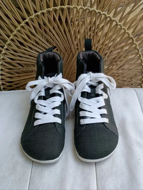Xero Shoes NordstromCasual High-Top Canvas Sneakers in Black with White Laces_5W