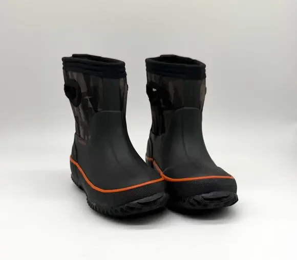 Cat & Jack Kids Waterproof Rain Boots Black Orange Neoprene Size 8 Target