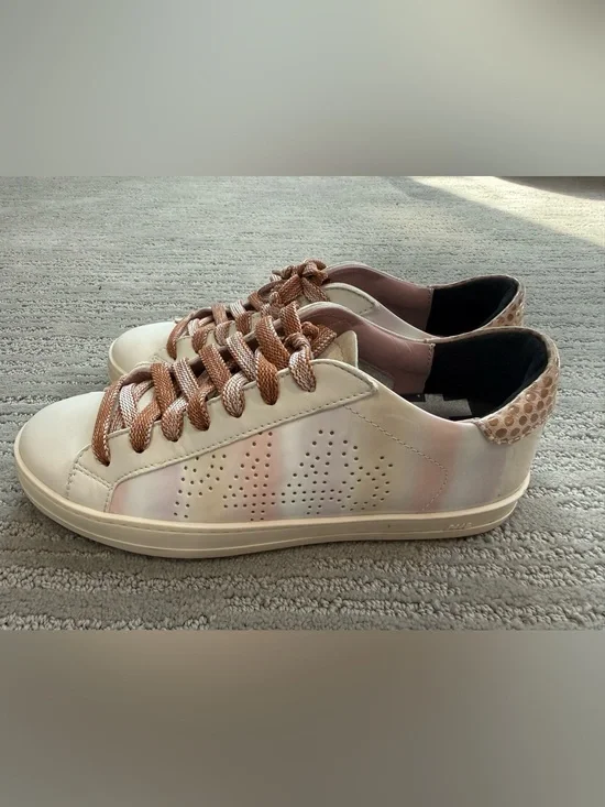 P448 Pink Iridescent Leather Low Top Sneakers Women’s EU 38 Made in Italy