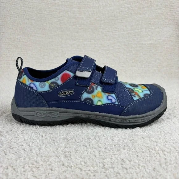 Keen Shoes Boys 6 Blue Speed Hound‎ Non Marking Treaded Hook Loop Bicycle Sports