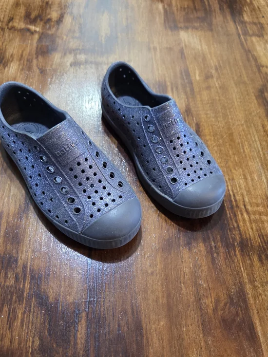 Native Jefferson Navy Blue Glitter Slip On Water Shoes C10 Toddler Gorpcore