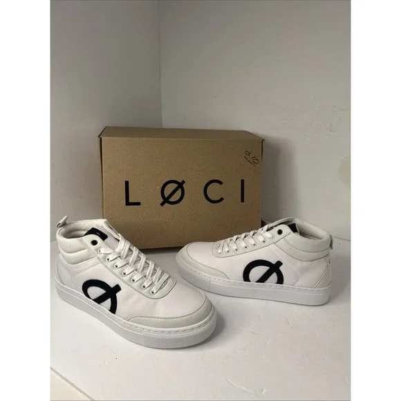 Loci Women's White Ten Logo‎ High-Top Lace-Up Sneaker Shoes EU Size 37 US Sz 6.5
