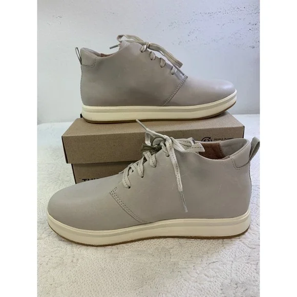 OluKai Wao Palewai Women 10 Cloudy Gray Water Resistant Leather Sneakers‎ 20500