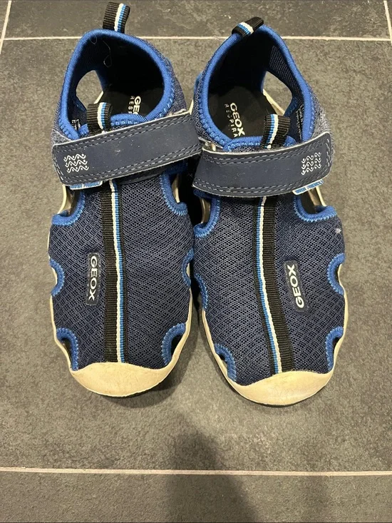 Geox Navy Blue and Light Blue Kids' Water Shoes with Hook-and-Loop Strap