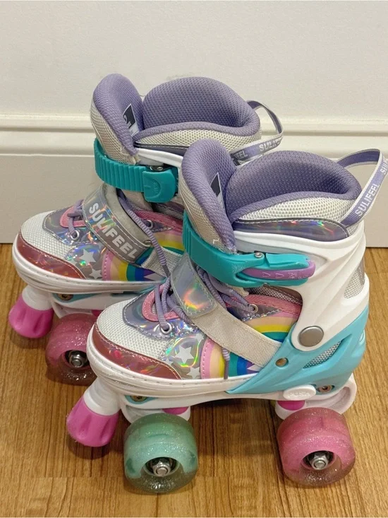 Kids' Rainbow Purple Adjustable Roller Skates