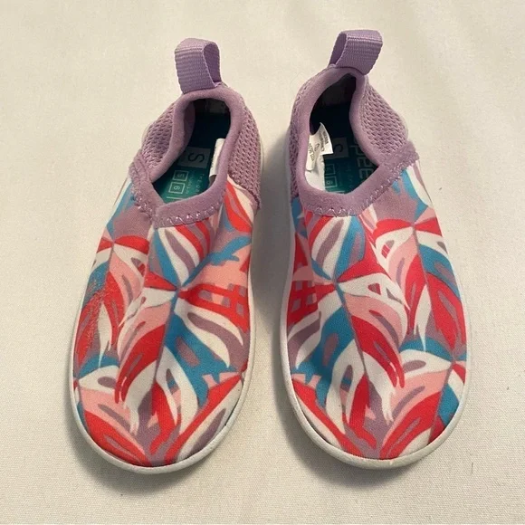 Speedo Baby Girl Splash And Sun Bootie Violet Burst Palms Water Shoe Small 5/6