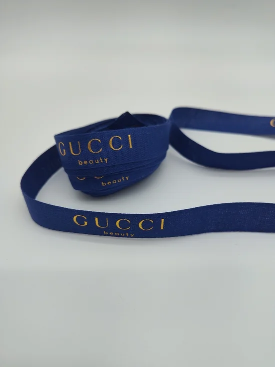 GUCCI Beauty Royal Blue Gold Logo Ribbon 2 Yards Gift Wrap Trim