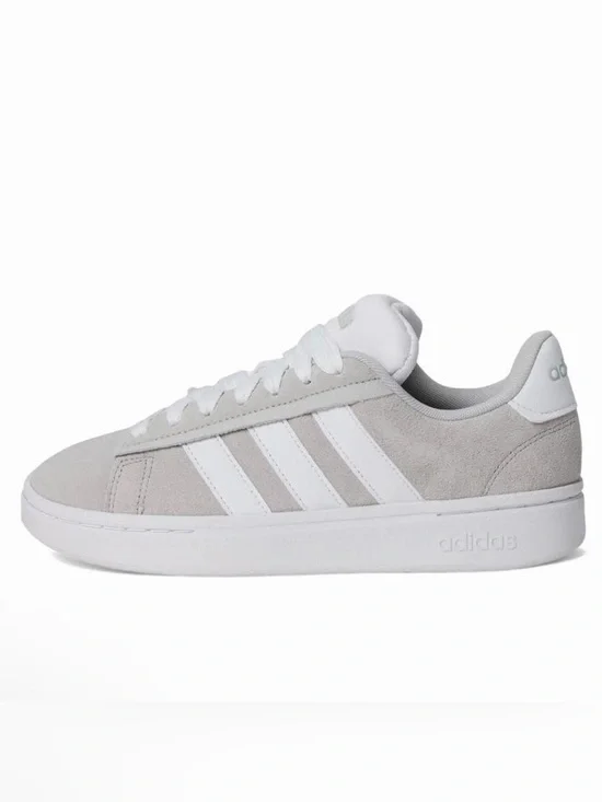 Adidas women’s Grand Court Alpha Light Gray Suede Low-Top Sneakers