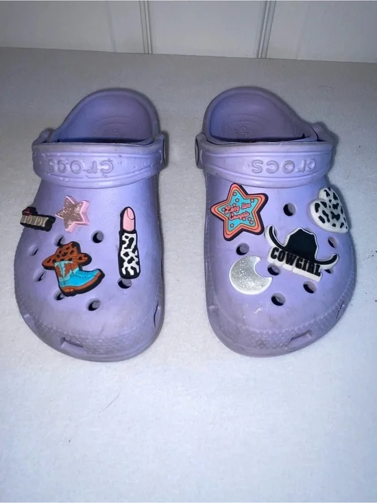 CROCS Kids Lavender Slip-On Clogs with Fun Charms
