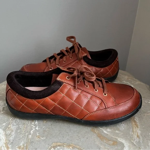 Anodyne Women’s 9 Rust Red Leather Stylish Quilted Diabetic Shoes