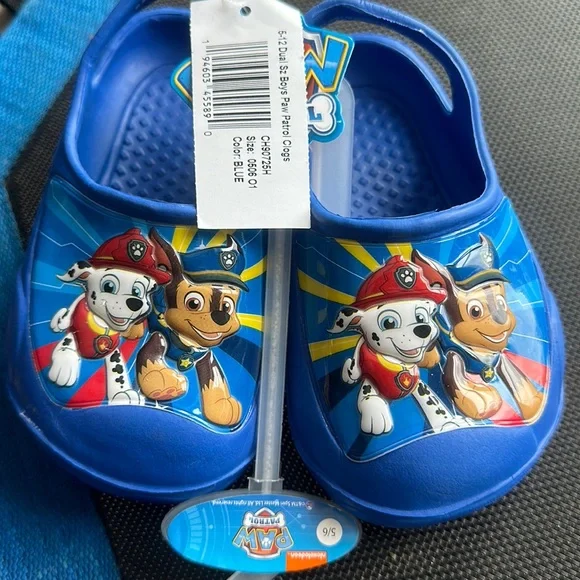 PAW PATROL TODDLER WATER SHOES/CLOGS: BLUE: NWT: SZ 5/6