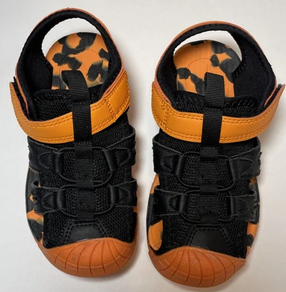 Nortiv8 Youth Kid's Closed Toe Toed Athletic Water Sandals Size 11 Black/Orange