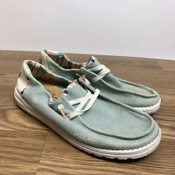 Hey Dude Wendy Boho Light Denim US Women's Size 10 Sneakers‎