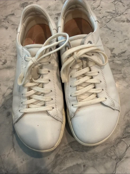 Birkenstock White Low-Top Leather Sneakers 9