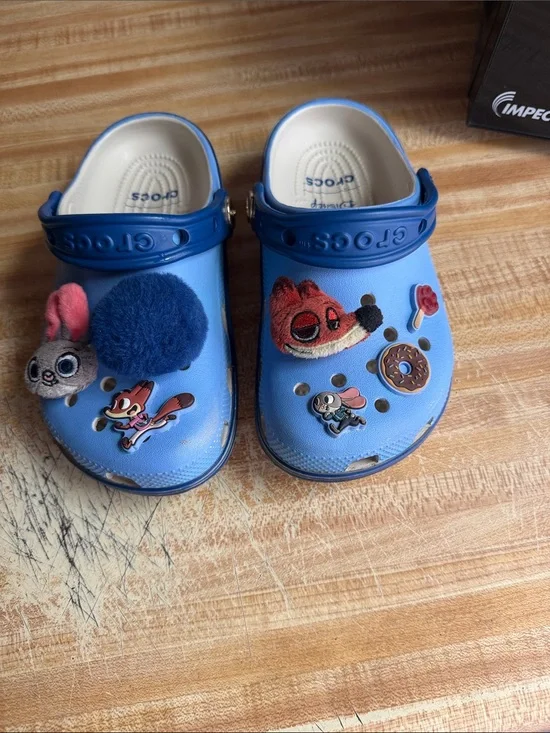 CROCS Kids Light Blue Classic Clogs with Fun Charms