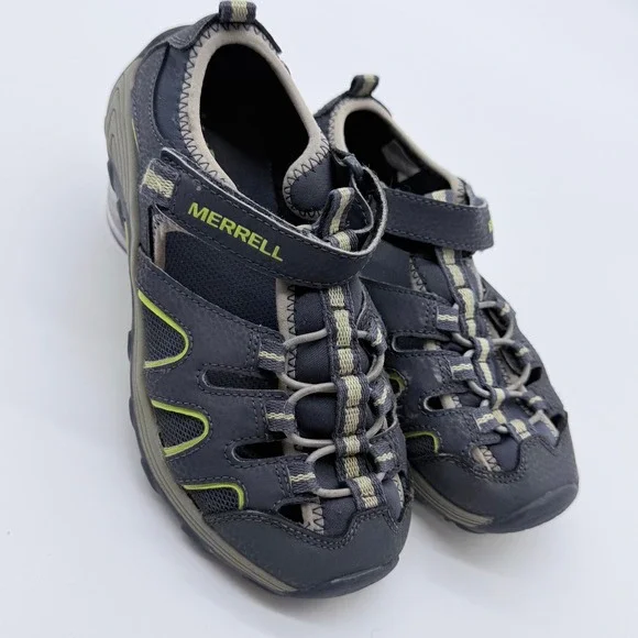 Merrell Hydro Kids Water‎ Sandals Grey Lime Green Size 2M MC54859 Hiking Shoes