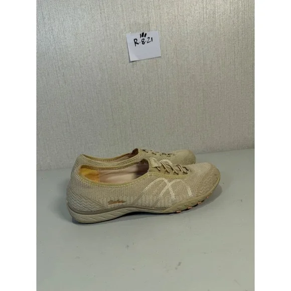 Skechers Relaxed Fit Air-Cooled Memory Foam Slip On Sneakers Beige 23045 NAT 7.5