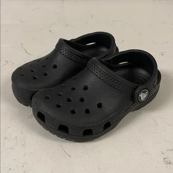 CROCS Kids Black Water Shoes Crocs Little Classic Clog Size 7
