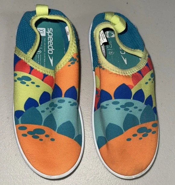Speedo Kids’ Size XL 11-12 Water Shoes Bootie Dino Scales Travel Vacation Swim
