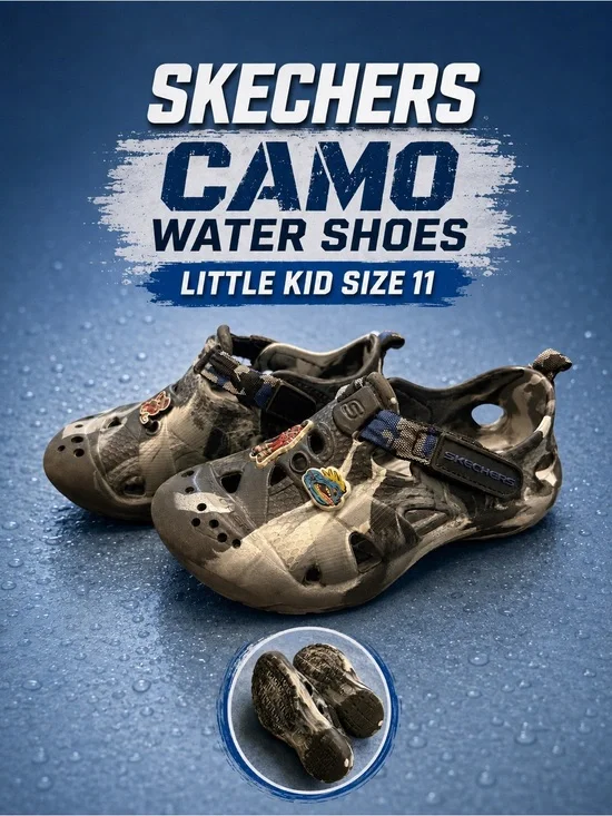 Skechers Kids Camo Water Shoes - Black/Gray