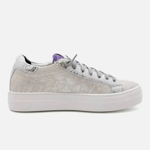 P448 Thea Leather Lifestyle Casual And Fashion Sneakers White Silver Sz 41 US 11