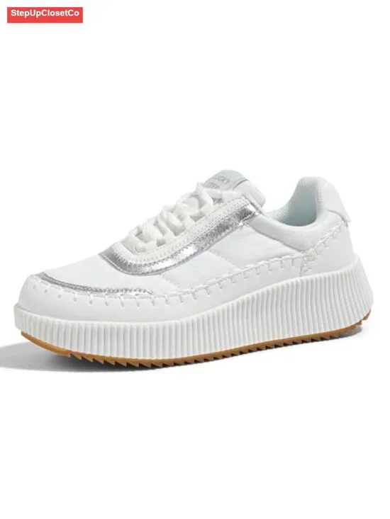 Chunky Platform Sneakers with Pearl Embellishments