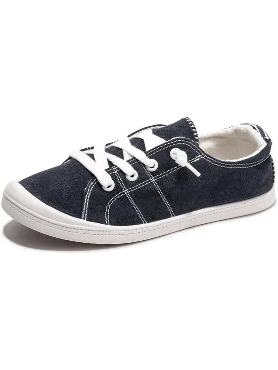 Womens Blue Canvas Slipon Canvas Sneaker Low Top Walking Shoes Fashion Sneakers