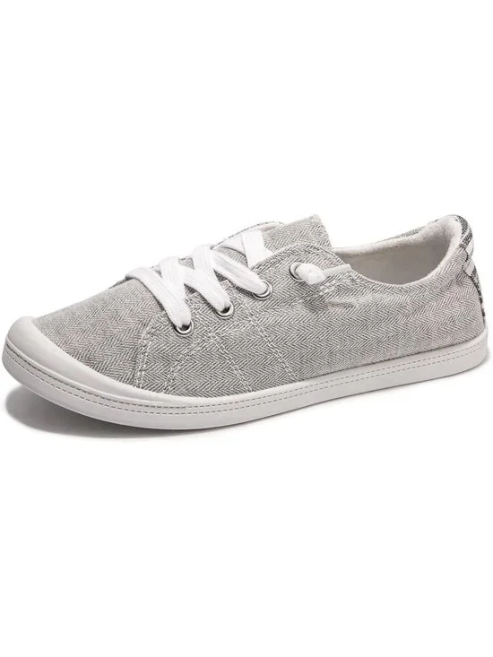 Womens Grey Canvas Slipon Canvas Sneaker Low Top Walking Shoes Fashion Sneakers