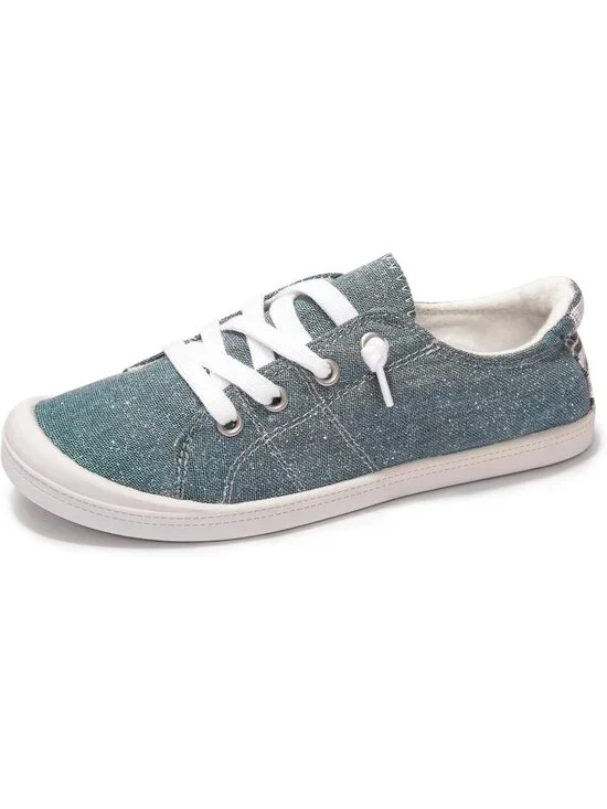 Womens Blue Canvas Slipon Canvas Sneaker Low Top Walking Shoes Fashion Sneakers