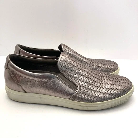 ECCO Soft 7 Woven Metallic Leather Slip On 2.0 Sneaker Womens 12-12.5‎ EU43