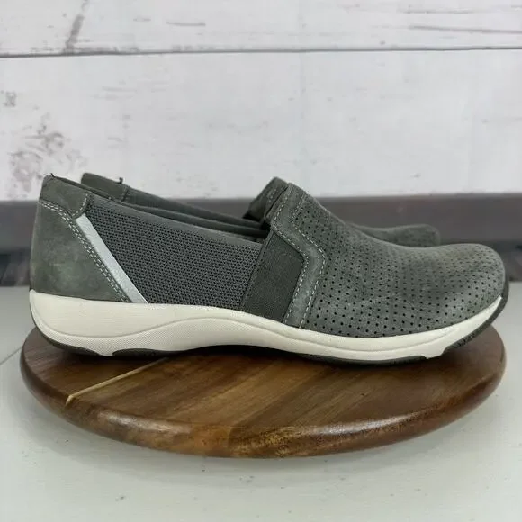 Dansko Shoe Womens 9.5 Gray Leather Loafer Suede Slip on Comfort Casual‎ Halle