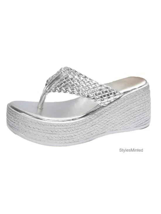 Women's Platform Wedge Sandals Breathable Non-Slip PU Slip On Open Toe Summer