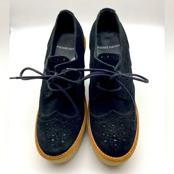 Pierre Hardy Black Suede Wedge Shoes Size 36/5,5