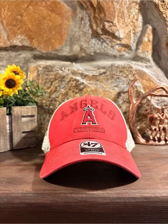 47 Los Angeles Angels Red & White Trucker Hat