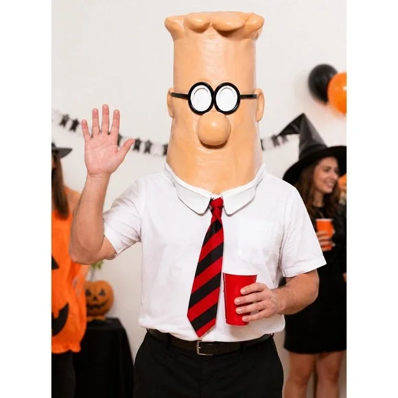 Vintage 1990s Official Dilbert Over Head Latex Mask Halloween Costume UFS‎ Rare
