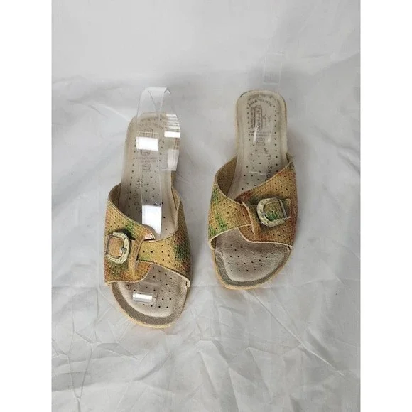 Fly Flot comfort Sandals 40 US 9 multicolor buckle  Leather Italian‎ Wedge Shoes