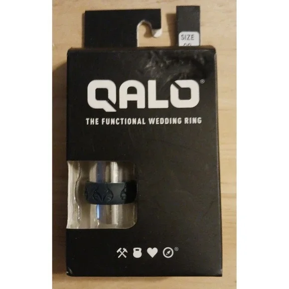 NEW Qalo - The Functional‎ Wedding Ring, Silicone Band in Black RealTree, Sz 9