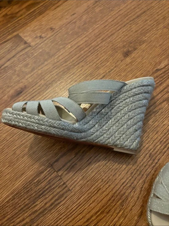 Christian Louboutin Light Gray Espadrille Wedge Sandals