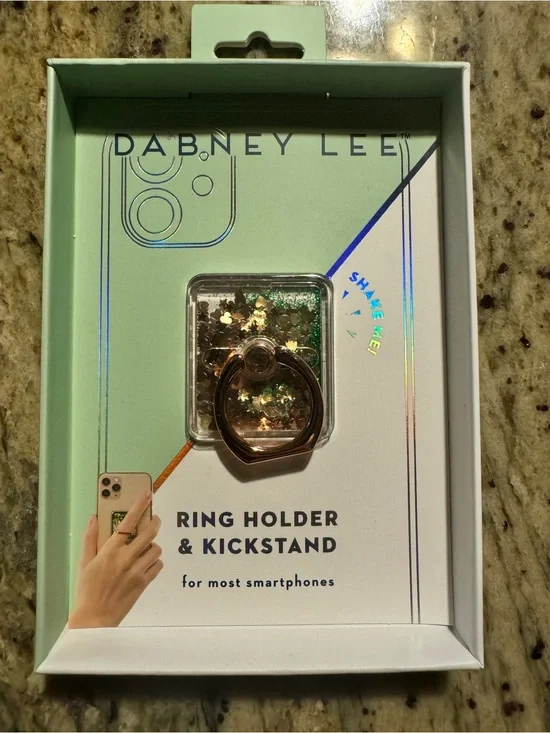 NWT Dabney Lee Shake Me! Glitter Ring Holder Kickstand Green & Gold Cell iPhone