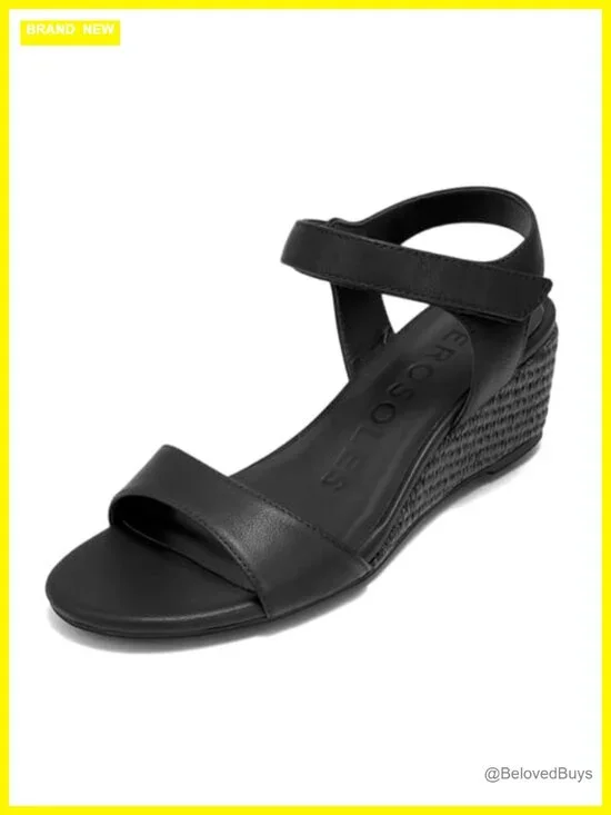 Aerosoles Women's Wedge Sandals with Velcro Strap & OrthoLite Insole