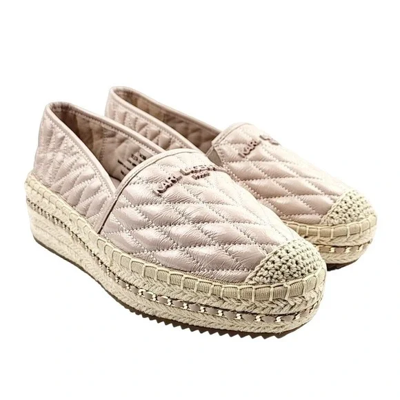 NWOT Karl Lagerfeld Quilted Rose Colored Espadrille Shoes - Size‎ 7.5