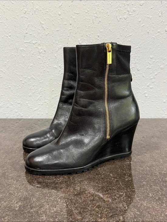 Michael‎ Kors Aileen Wedge Ankle Boots Black Leather Women’s Size 7