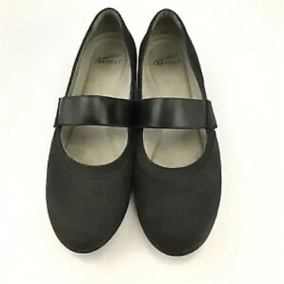 Dansko | Women's Black Kendra Mary Jane Wedge Milled Nubuck | 40 9.5-10