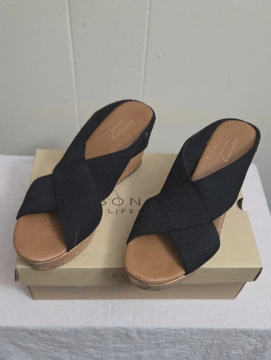 Sonoma Black Crisscross Wedge Sandals