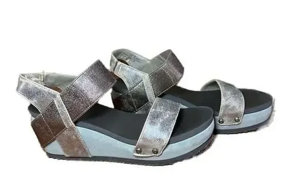 Axxiom Shoes for Life Metallic Platform Wedge Sandals‎