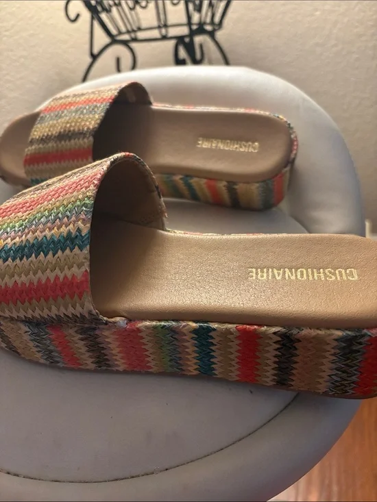 Cushionaire Multicolor Woven Platform Slide Wedges - Women