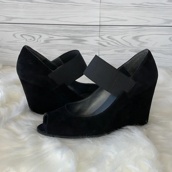 Stuart Weitzman Suede Peep-Toe Wedges‎
