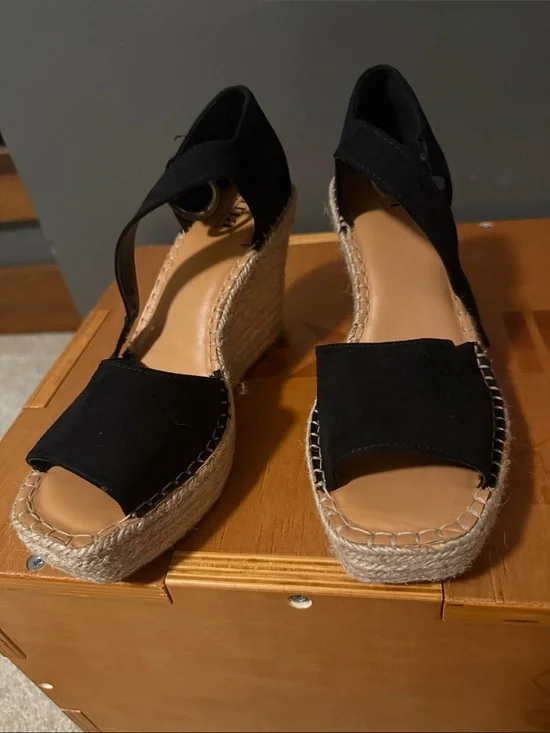 Black Espadrille Wedge Sandals - Women's Summer Platform