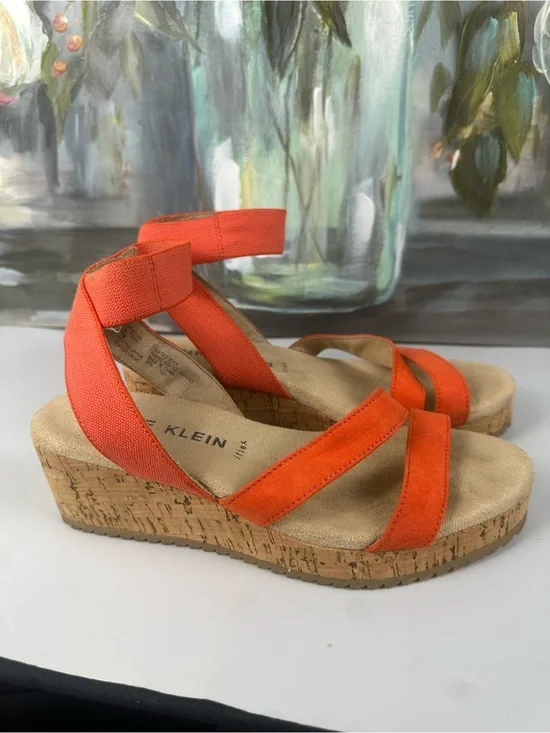 Anne Klein iFlex Orange Cork Wedge Sandals