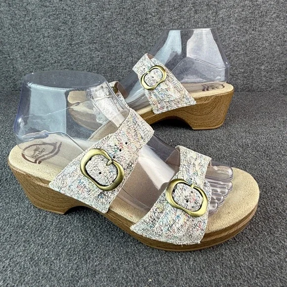 Dansko Sophie Leather Wedge Comfort Sandal Women EU38|US7.5-8 Multi Color